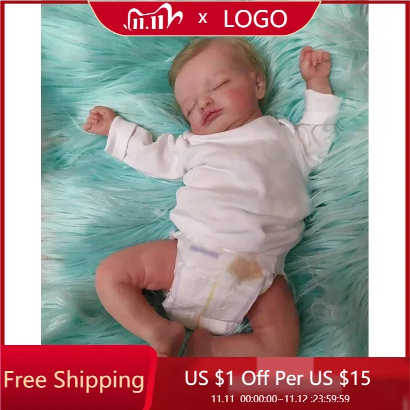 48Cm Bebe Reborn Rosalie Capelli Biondi Radicati Realistico Peluche Reborn Baby Silicone Baby Doll 3D Skin Painting Vene Giocattolo Per Bambini