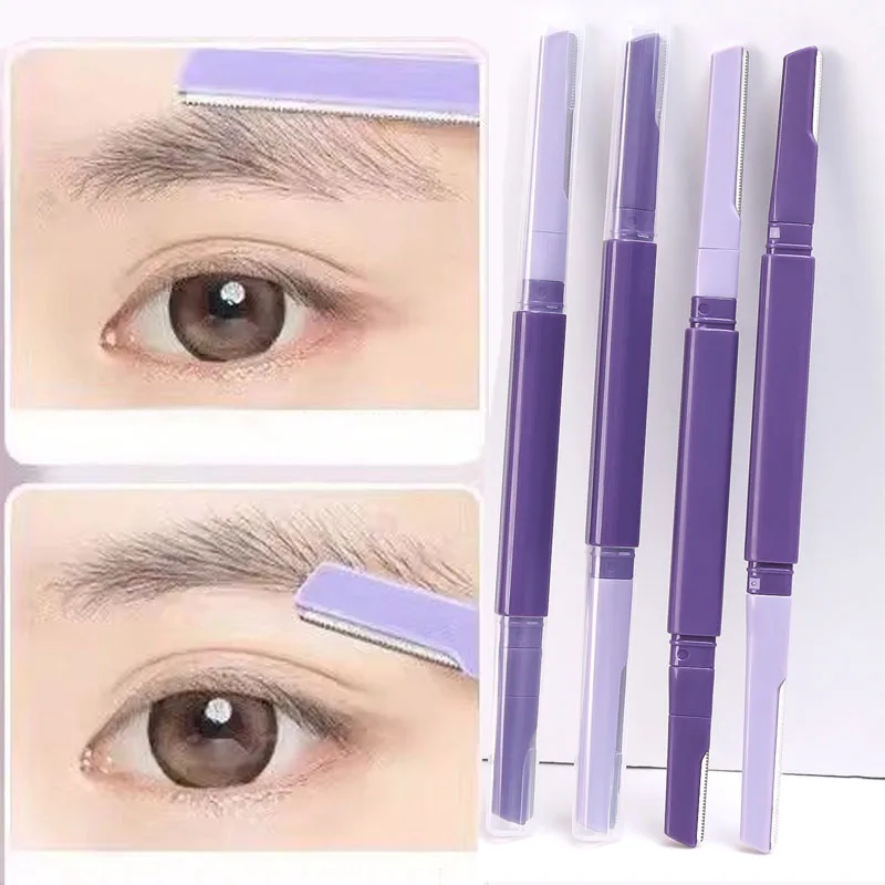 Double Head Eyebrow Trimming Knife Blade Hair Removal Cutters Portable Face Razor Makeup Shaver Blade Tool Brow Trimmer Cosmetic