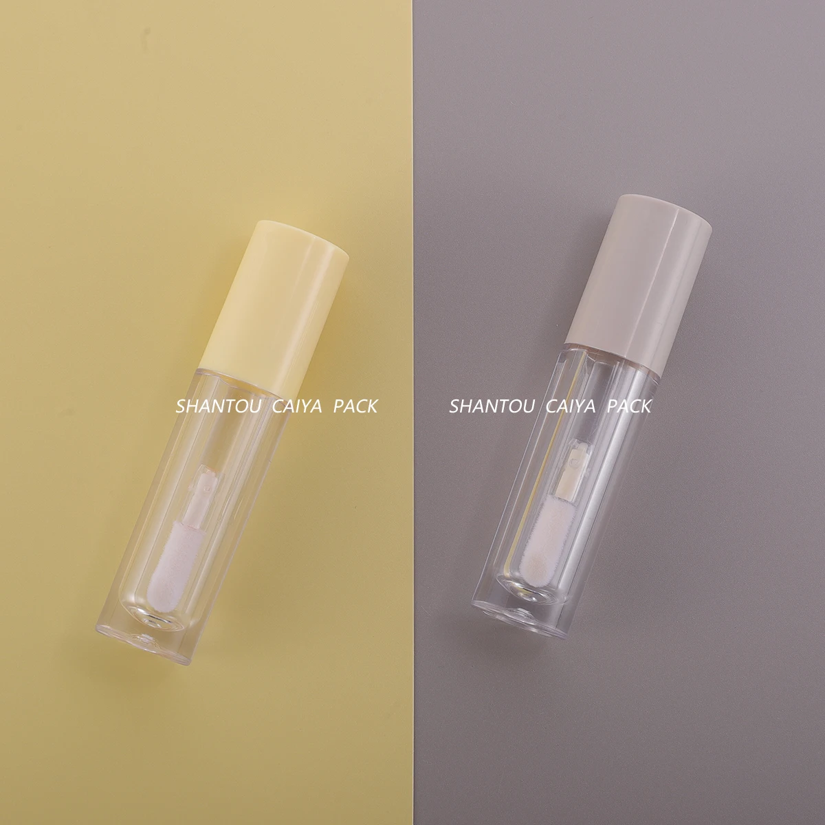 

5ml empty transparent lipgloss packing containers cosmetic lip glaze tubes lip gloss refillable DIY bottle yellow grey caps