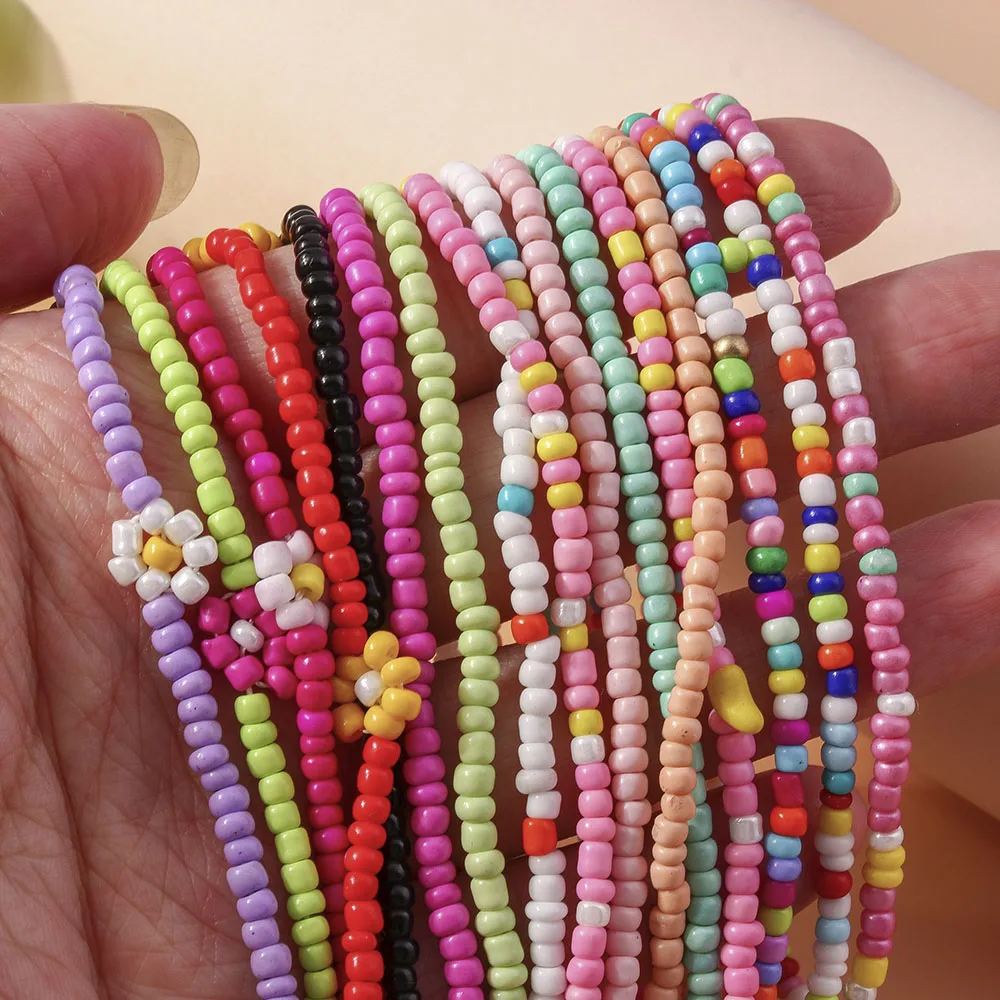 Aihua handgemachte Böhmen bunte Rocailles Perlen Blumen Halskette für Frauen Kinder Freundschaft Halskette ethnische Strand Party Geschenke