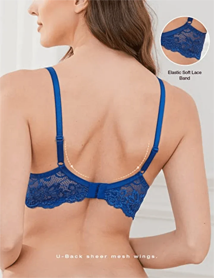 Women's Lace Push Up Bra Underwire Gathered Underwear Large Size Ladies Breathable Bralette Solid Sexy Thin Lingerie Female 2023