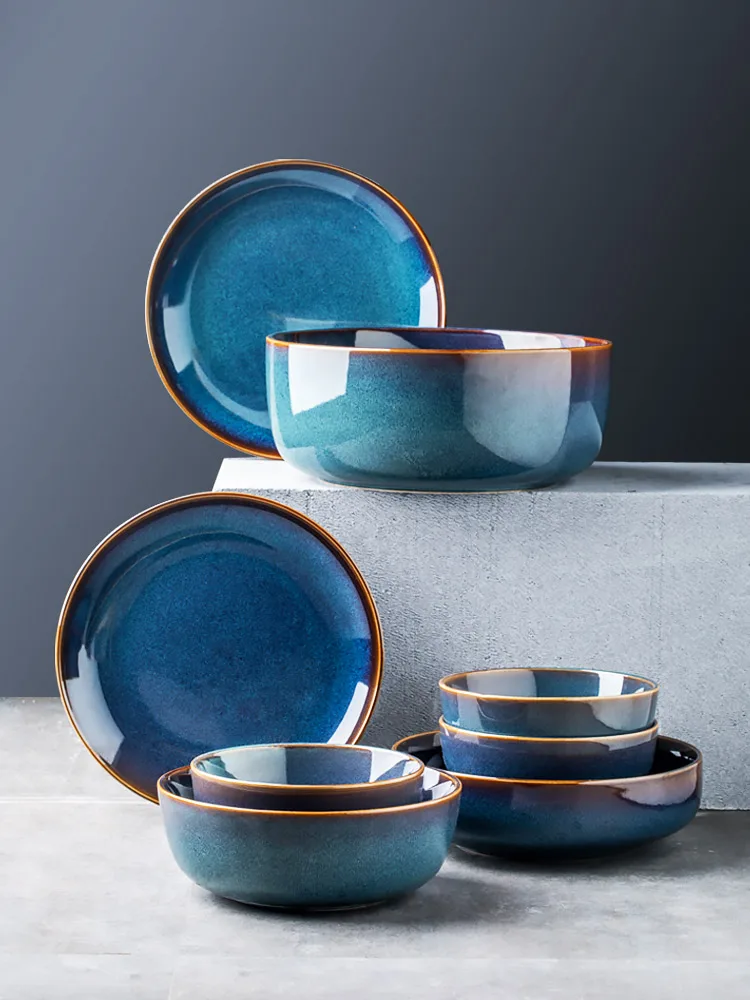 

Dinner Set Vintage Ceramic Stoneware Tableware Set with Dinner,Dessert Plate,Bowl Mug microwave safe W4761