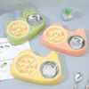 2-in-1 Pet Slow Feeder Bowl with Double Stainless Steel Bowls - Anti-Choking Food & Water Bowl for Dogs/Cats,