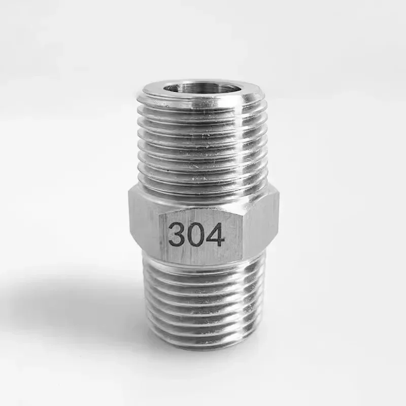 1/8" 1/4" 3/8" 1/2" BSP NPT Male to Male Hex Nipple Coupling 304 Stainless Steel Pipe Fitting