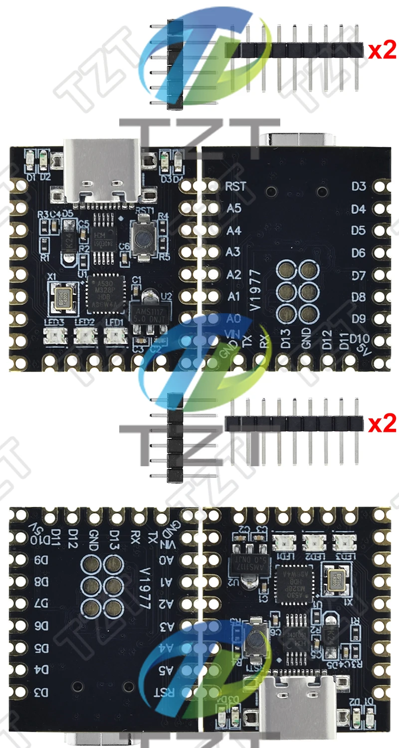 1/2/5 Stück TZT NANO V3.0 SuperMini Typ-C USB Entwicklungsboard Atmega328p Ch340 Serieller Anschluss für Arduino – Detail 4