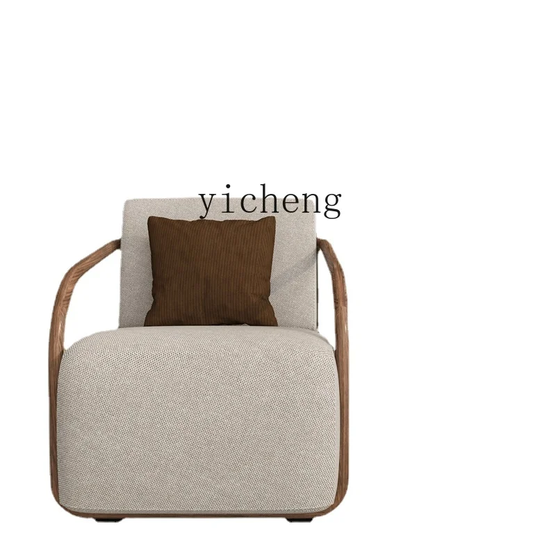 

Zk Single-Seat Sofa Chair Living Room Bedroom Simple Lazy Fabric Recliner Wooden Lounge Chair