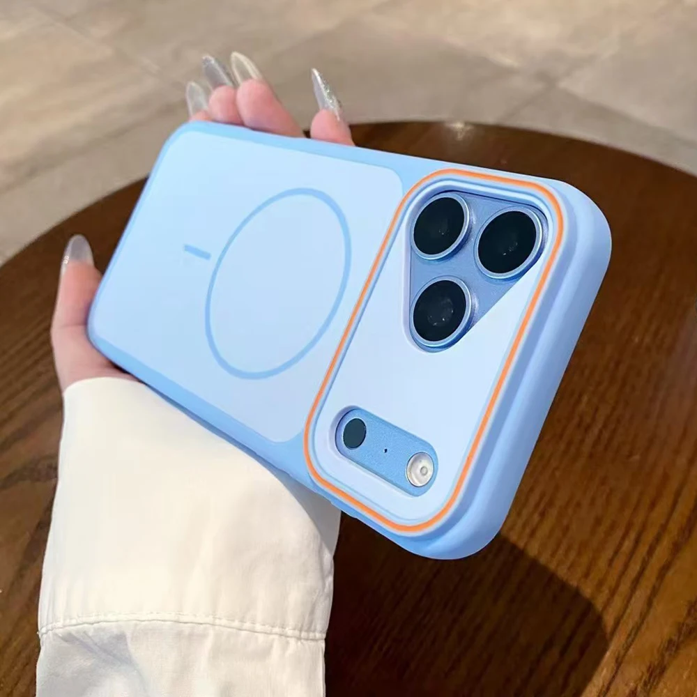 Luxury Silicone Phone Case with Color Collision Design - Shockproof & Magsafe-Compatible Cover