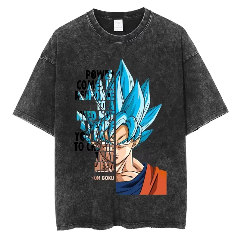 Neues 2026 Sommer Dragon Ball Gohan Nostalgisches Anime Herren Waschbares T-Shirt 100% Baumwolle Schwergewicht Familien-Matching Unisex Klassiker – Detail 7