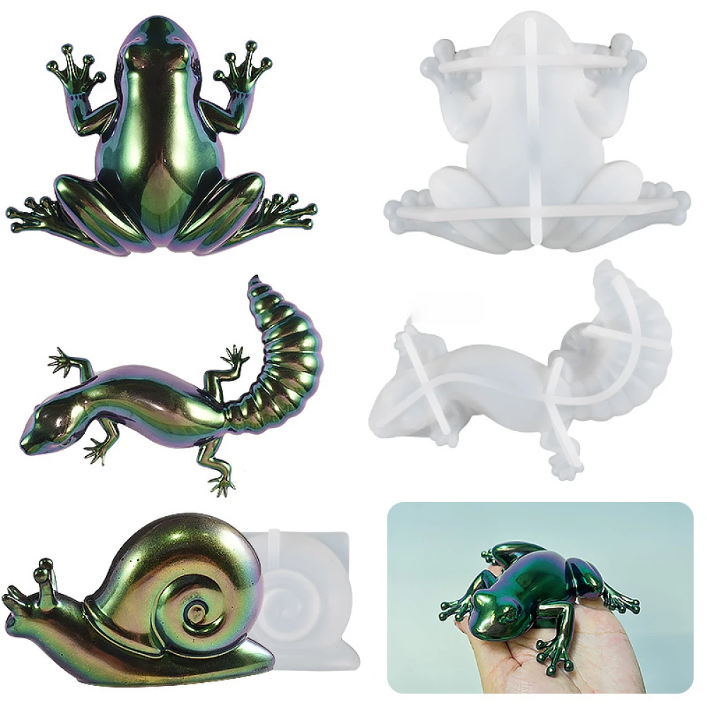 3D Eidechse Silikon Formen DIY Handgemachte Home Kunst Dekoration Ornament Epoxy Harz Mold Tier Schnecke Frosch, Der Gips Mould – Detail 1