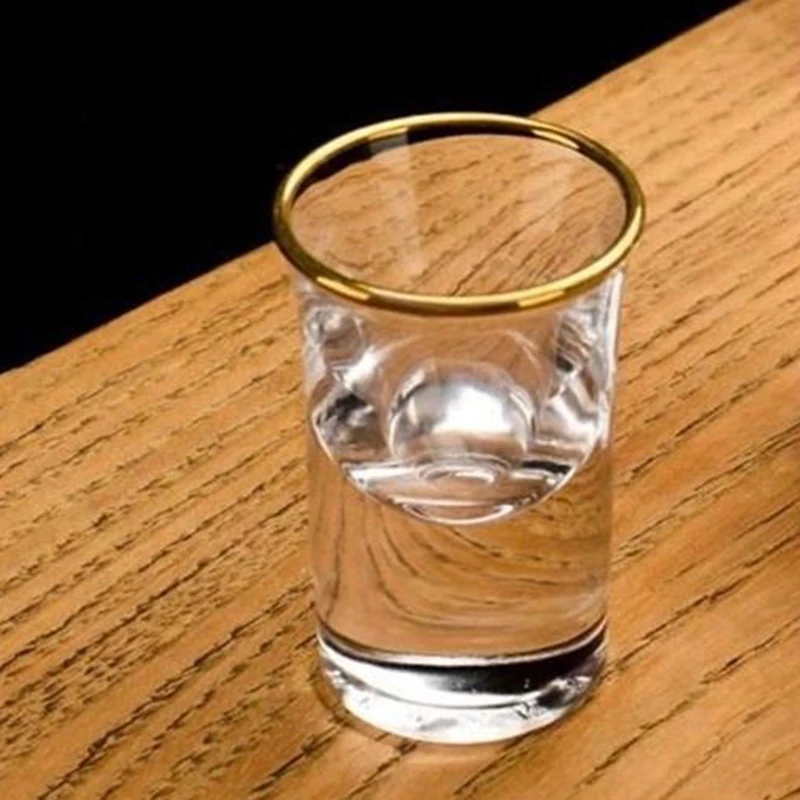 6/5/4/3/2/1pcs Shot Glass Set 25ml Spirits Cups Mini Wine Cup Glass Gilt Gold Edged Cup Wine Dispenser Golden Edge Creative