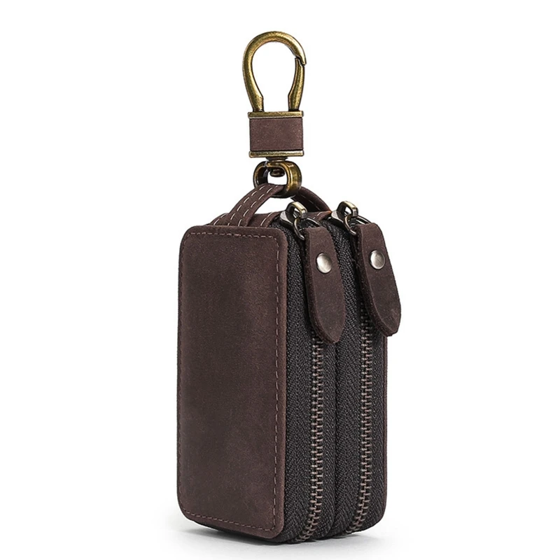Cuero Estuches De Llave,Clave Del Coche Titular De La Caja Cartera Llavero De Cremallera Clave Del Coche Titular De La Caja Monedero Para Hombres Y Mujeres(Negro