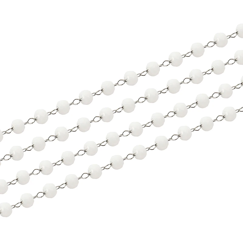 

1meter Stainless Steel Link Necklace Chains Bracelets Bulk Glass Crystal Square Bead Chains Lot Supplies for Diy Jewelry Making