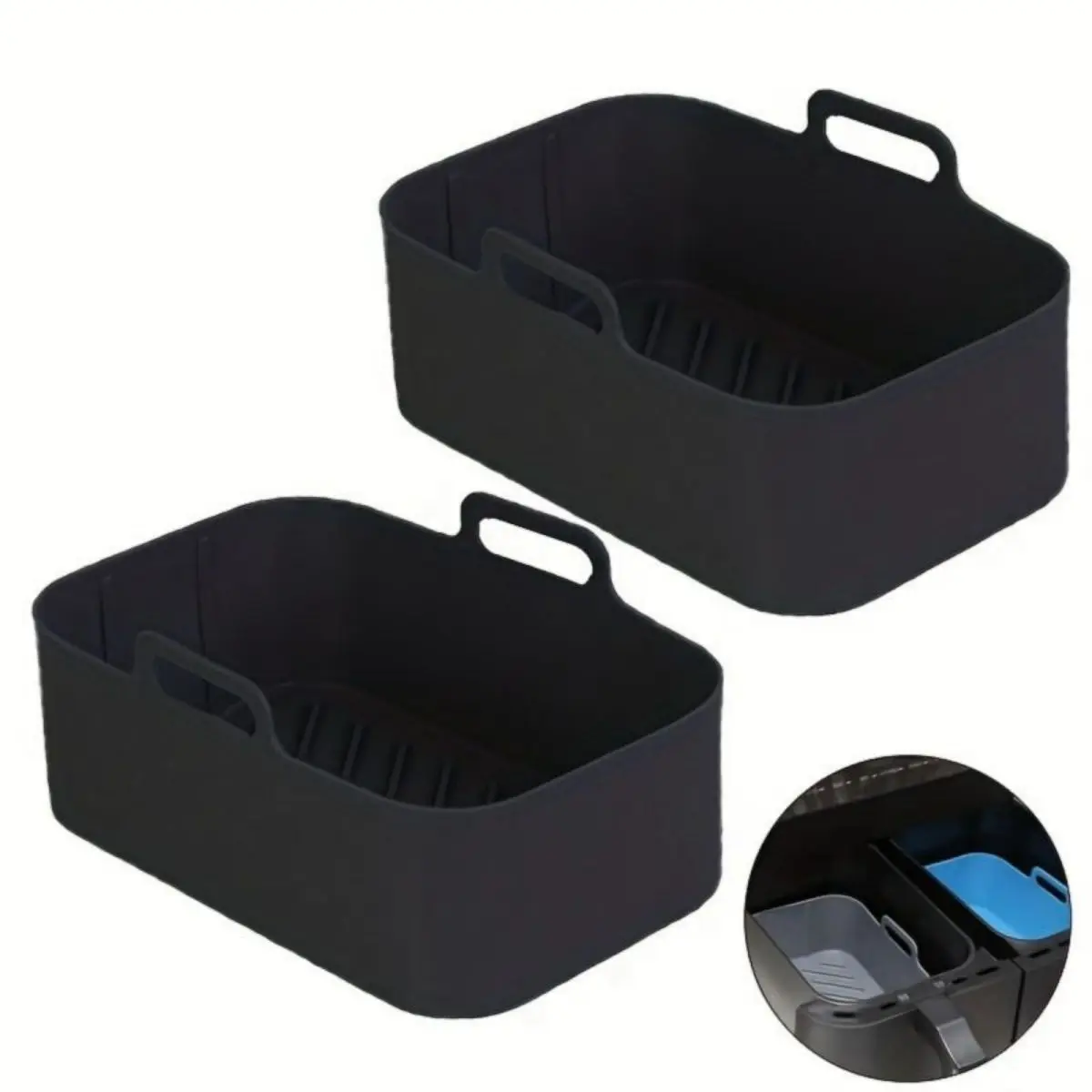 

Air Fryer Silicone Basket - 2Pcs Reusable Silicone Pot for Ninja Foodi DZ201/DZ401 Dualzone Air Fryer