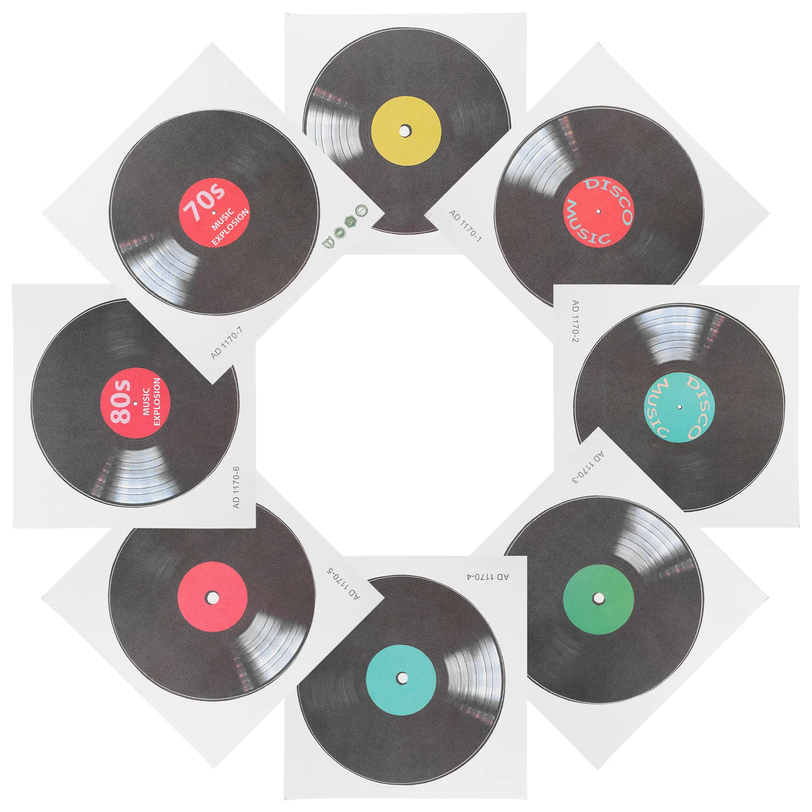 8 Pcs Vinyl Record Wall Stickers 245x245mm Retro Music Decor For Bedroom Living Room Cafe Decals Home naments