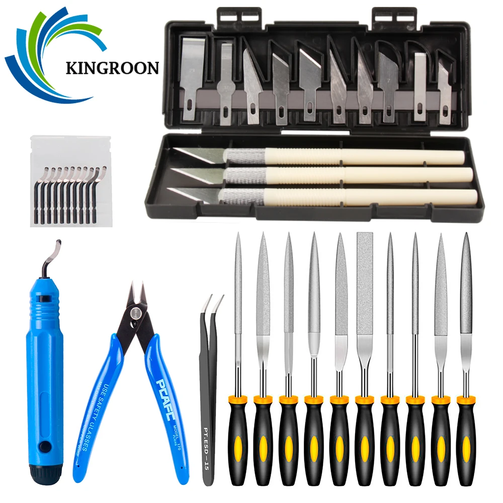 Kingroon Deburring Tool Kit Gravura Faca Ferramenta de Escultura Faça Você Mesmo 3d Printer Part 3d Model File Cutter Remoção do Material Raspador