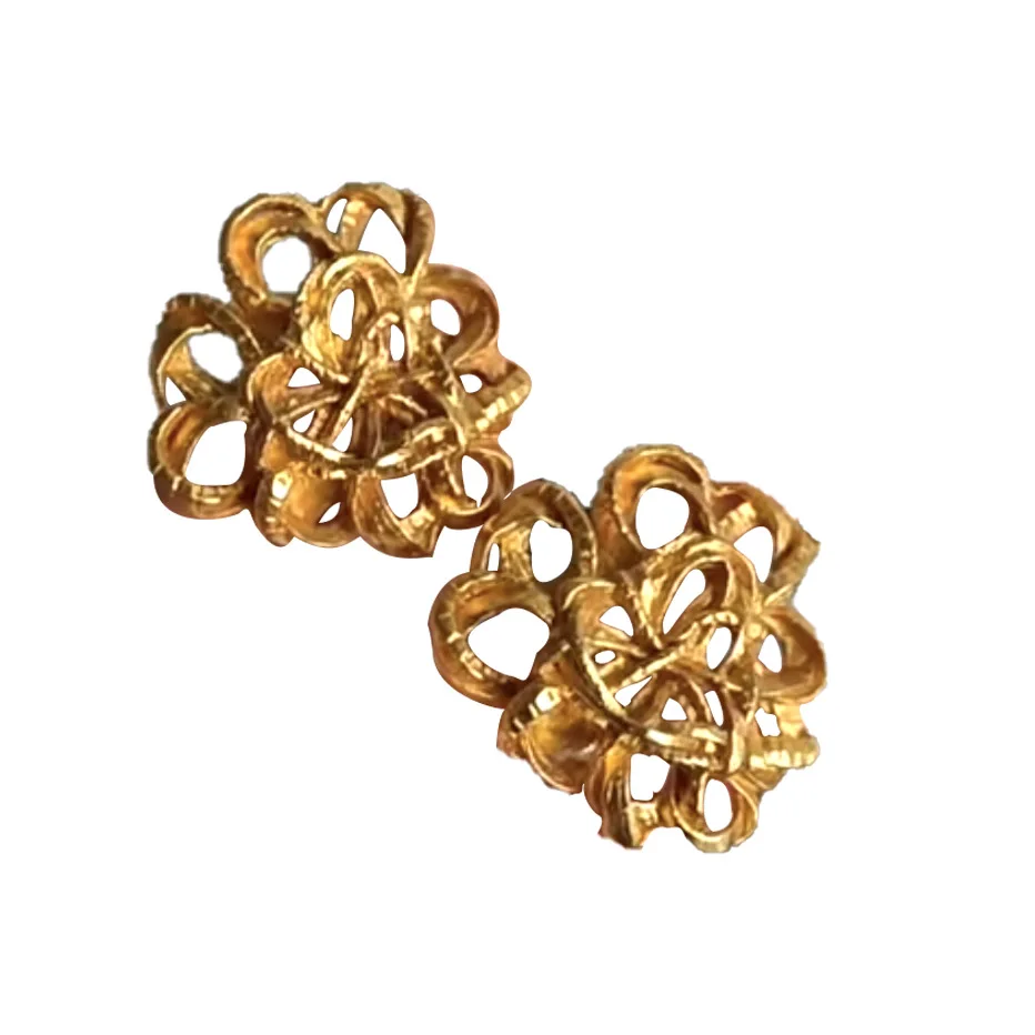 Vintage Big Cutout Flower Stud Earrings For Women Jewelry Runway Party T Show Fancy Trendy Boho INS Japan Korea