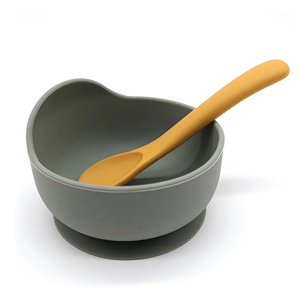 Children's tableware set Silicone bowl and spoon Milk powder bowl Suction bowl