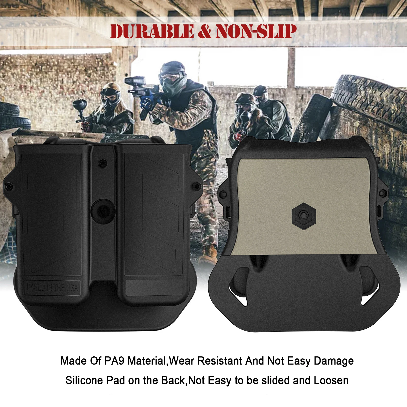 MAGORUI Double Mag Holder, Universal Mag Holder for 9mm 10mm .40 .45 Single & Double Stack Mag Pouch