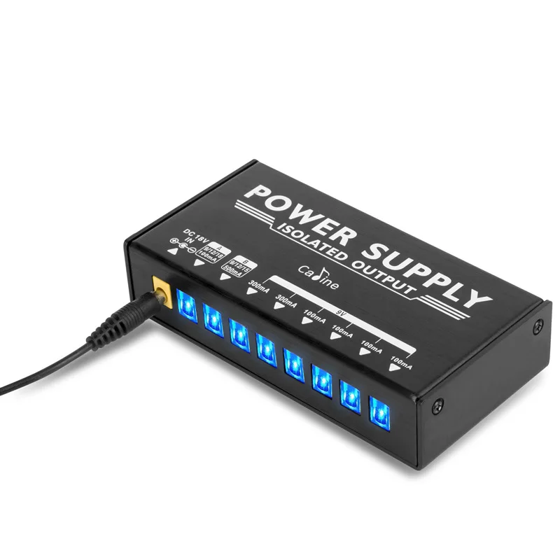 

Caline CP-203 блок питания для педали гитары, 8 изолированных выходов (9 В, 12 В, 15 в, 18 в), защита от помех, 18 Вт, с адаптером и 10 кабелями