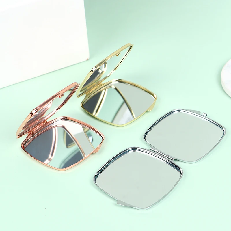 1PC Portable Folding Mirror Compact Stainless Steel Metal Makeup Cosmetic Pocket Mirror Beauty Accessories