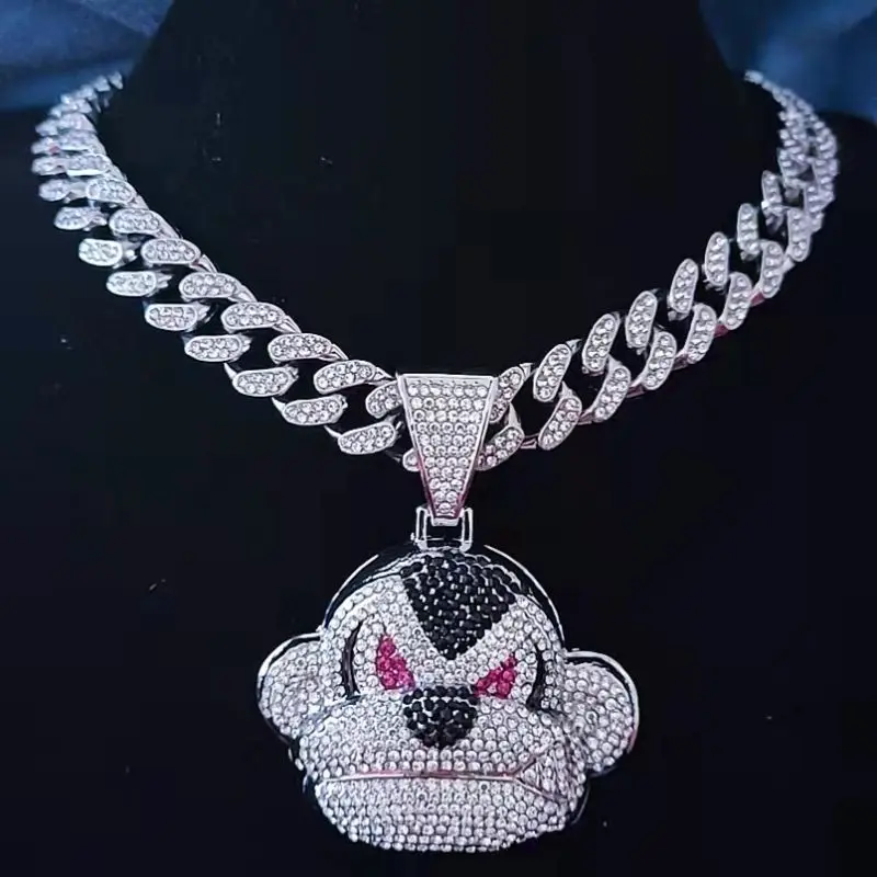 Стразы AAA цепочка с кубинским звеном Майами орангутан ожерелье подвеска в виде