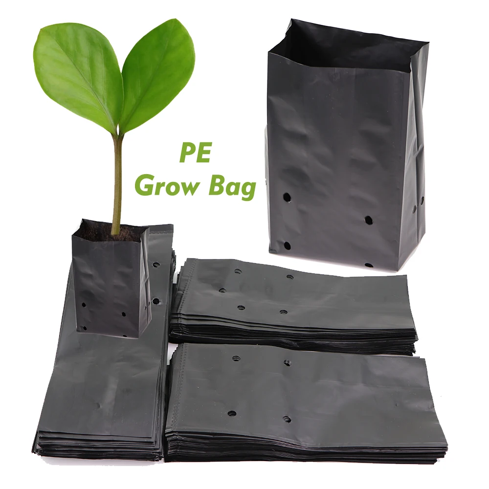 Thicken PE Seedling Planting Bag Black Breathable Nursery Plants Cultivation Pot for Garden Orchard Tree Transplanting Container