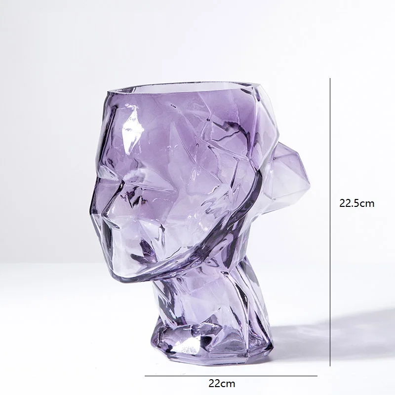 Nordic abstract art facial glass vase decoration, dried flower planter, creative living room dining table home decoration - Image 4