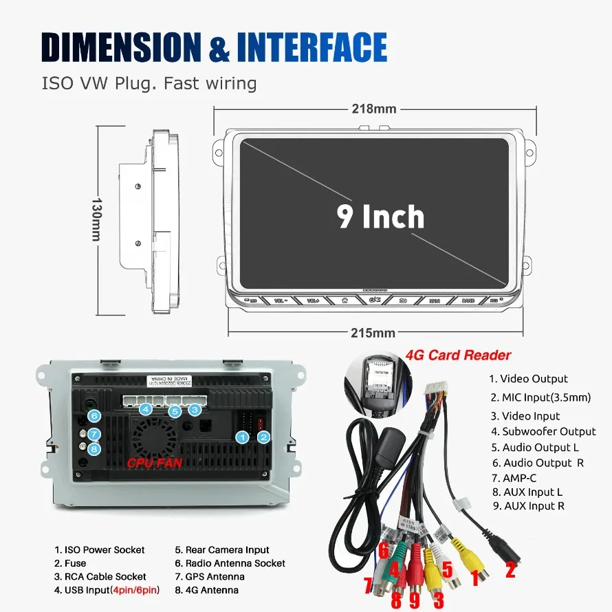 ESSGOO Android 14 Apple CarPlay Android Auto Drahtlos 6+128GB Für VW GOLF MK5 MK6 Autoradio IPS Touchscreen 9 Zoll 8 Kern GPS Navigation KI-Steuerung Radio 4G WIFI FM/AM USB Spiegel Link DSP Sound – Detail 21