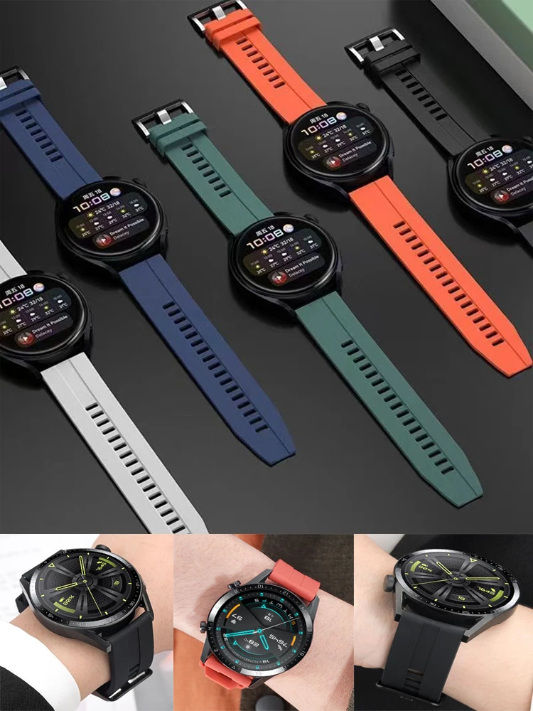 

Ремешок спортивный для Samsung Galaxy watch 5/pro/4/6/classic/Active 2, силиконовый браслет для huawei watch gt 4-3-pro-2, 20 мм 22 мм