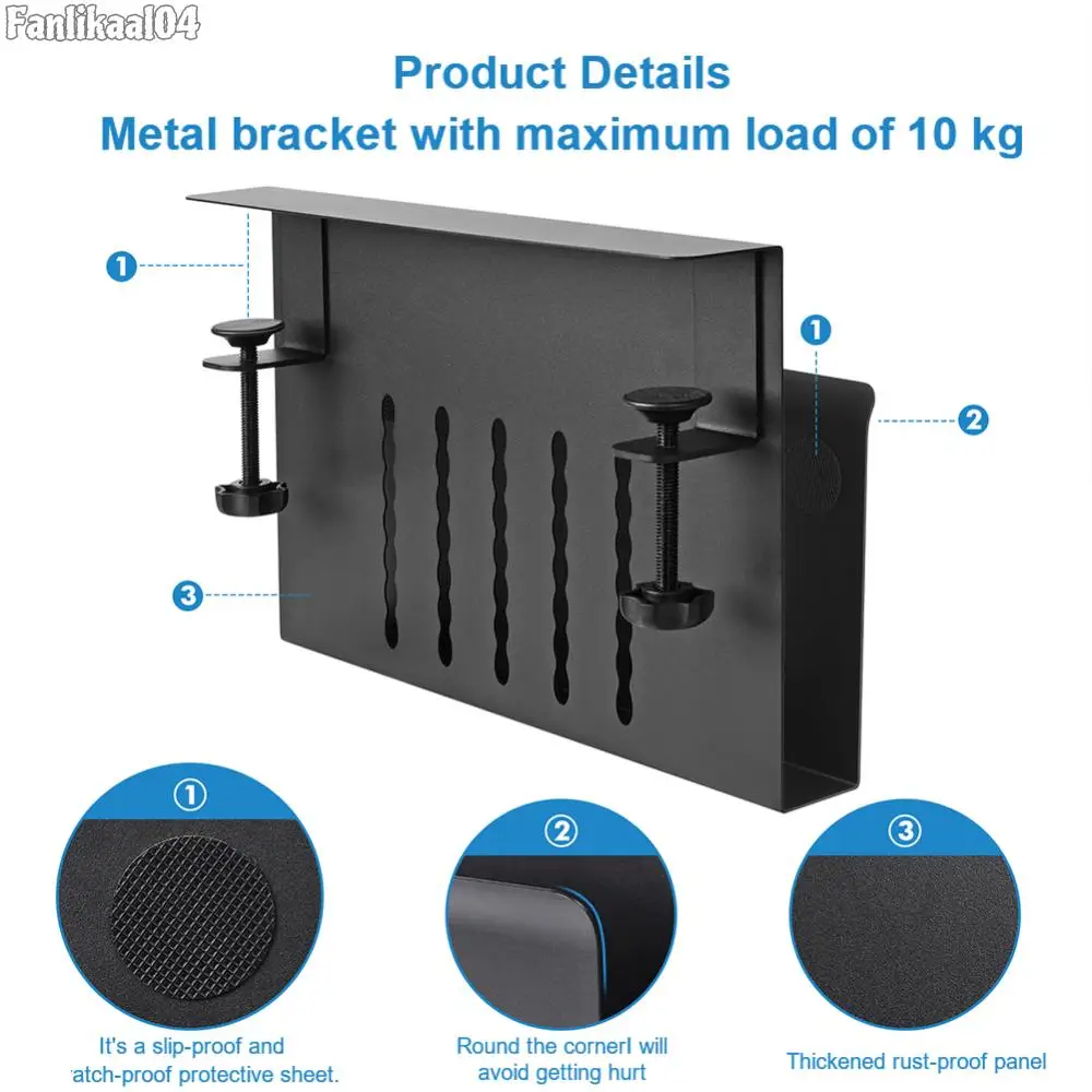 책상 옆 수납 정리함 무타공 책상 아래 노트북 거치대 사무용품 및 스튜디오 필수품용 노트북 데스크 마운트