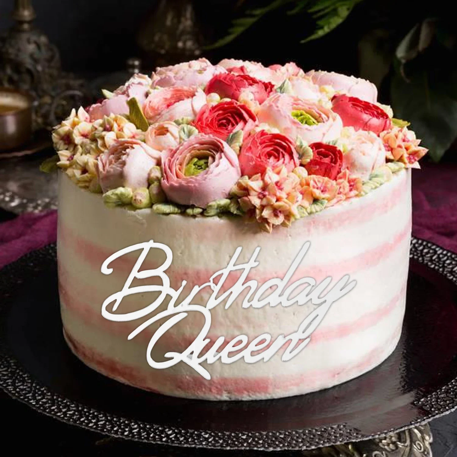 Lot de 8 décorations de gâteau Happy Birthday (doré, rose, argent, noir Lot de 8 décorations de gâteau Happy Birthday (doré, rose, argent, noir