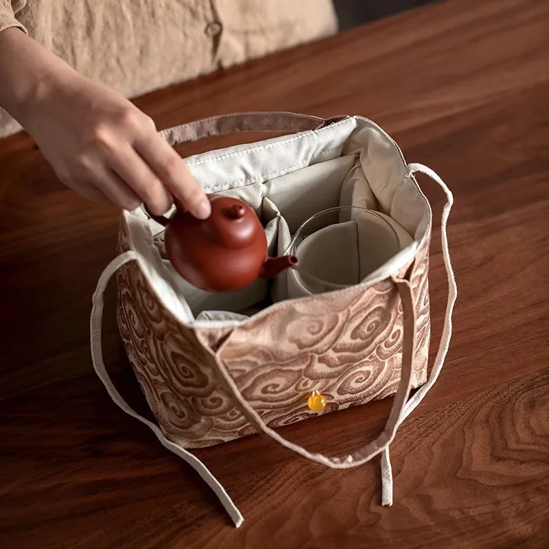 Portable Cloth Storage Bag Inner Removable Handbag Organizer Tea Cup Pot Bags Women's Stock Bags Tote Bag