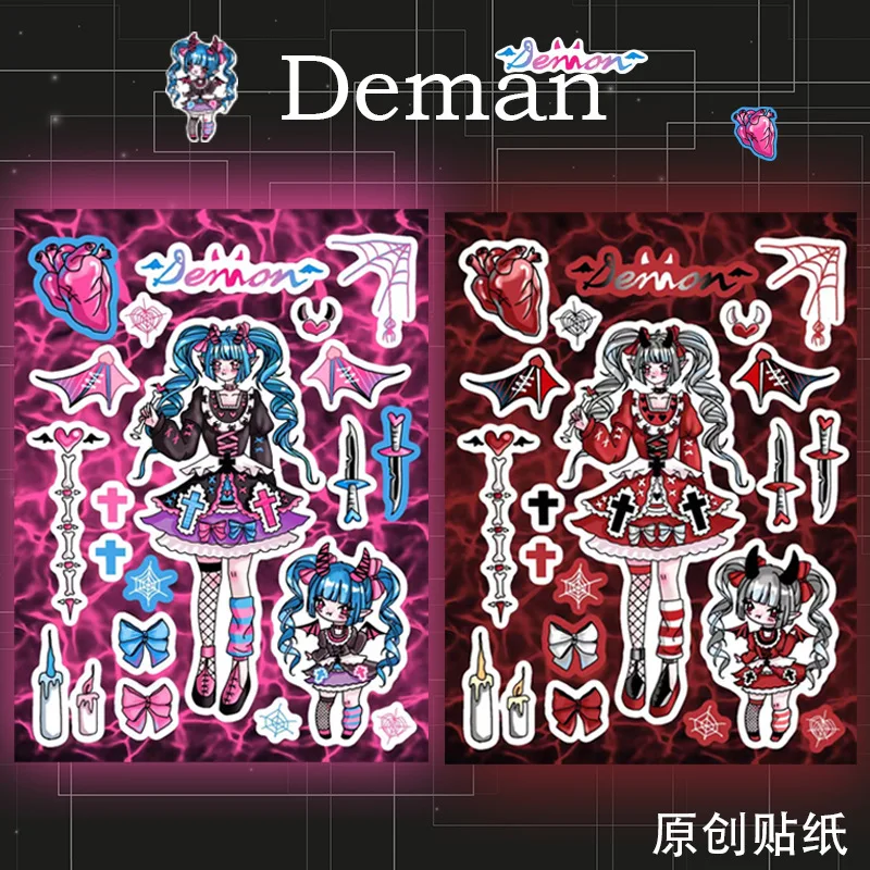 

1PCS Chinese original design cartoon beauty hand account computer luggage water cup sticker flash film waterproof pvc sticker