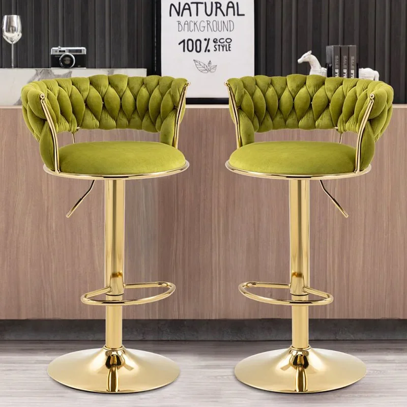 Luxury Nordic Chair Makeup Gold Metal Legs Bar Stools Taburete Alto Home Furniture