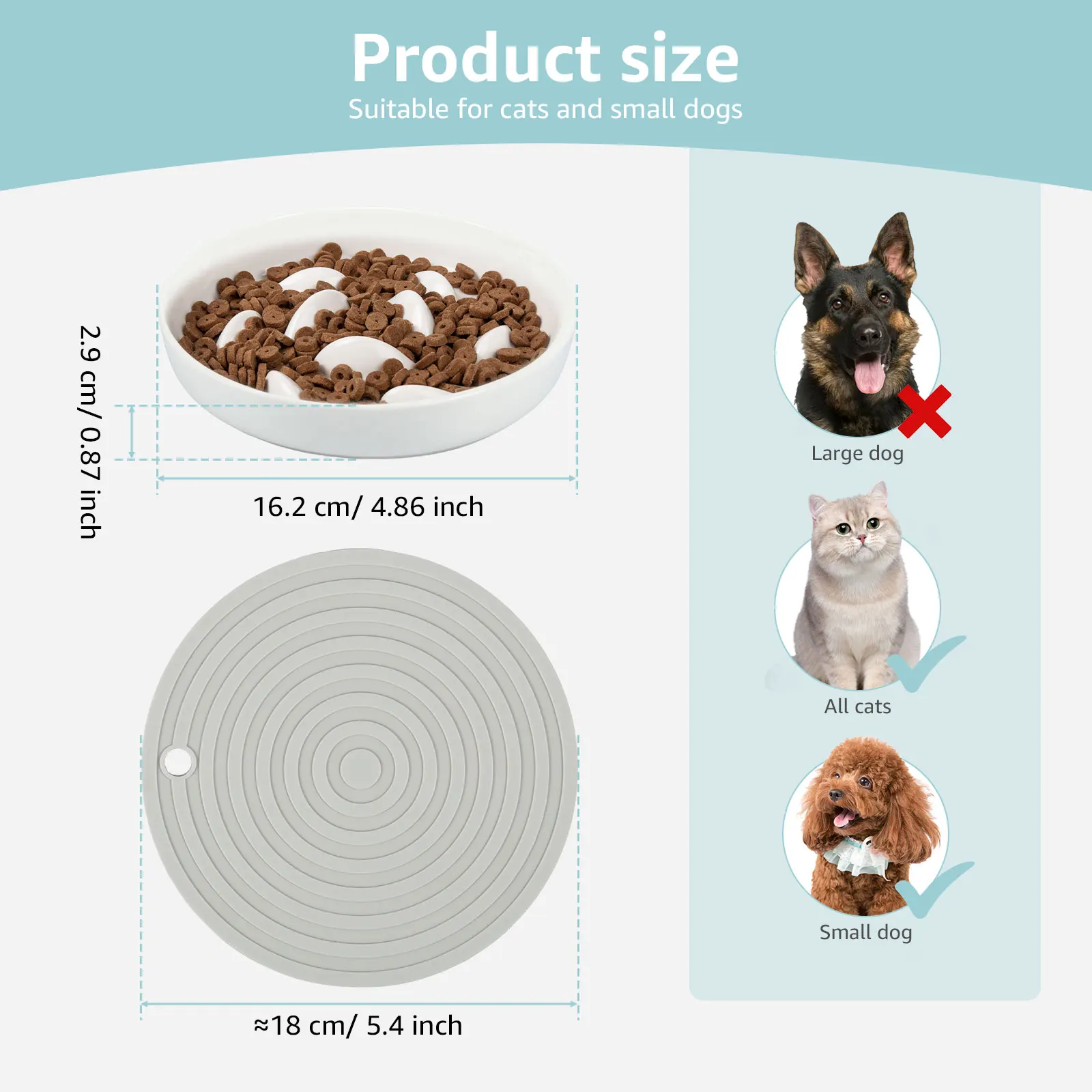 Cat Bowl Slow Feeder Non Slip Mat Raised Edge Pets Eating Anti Vomiting Ceramic Bowl Reusable Healthy Anti-choking