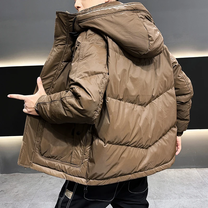 New Casual Men's 2023 Autumn Winter Hooded Duck Down Jacket Outwear Top Solid Color Warm Puffer Coat Plus Size L-4XL Thick Parka fashion trend solid color casual solid color loose down jacket simple plus velvet thick thick warm autumn and winter new coat