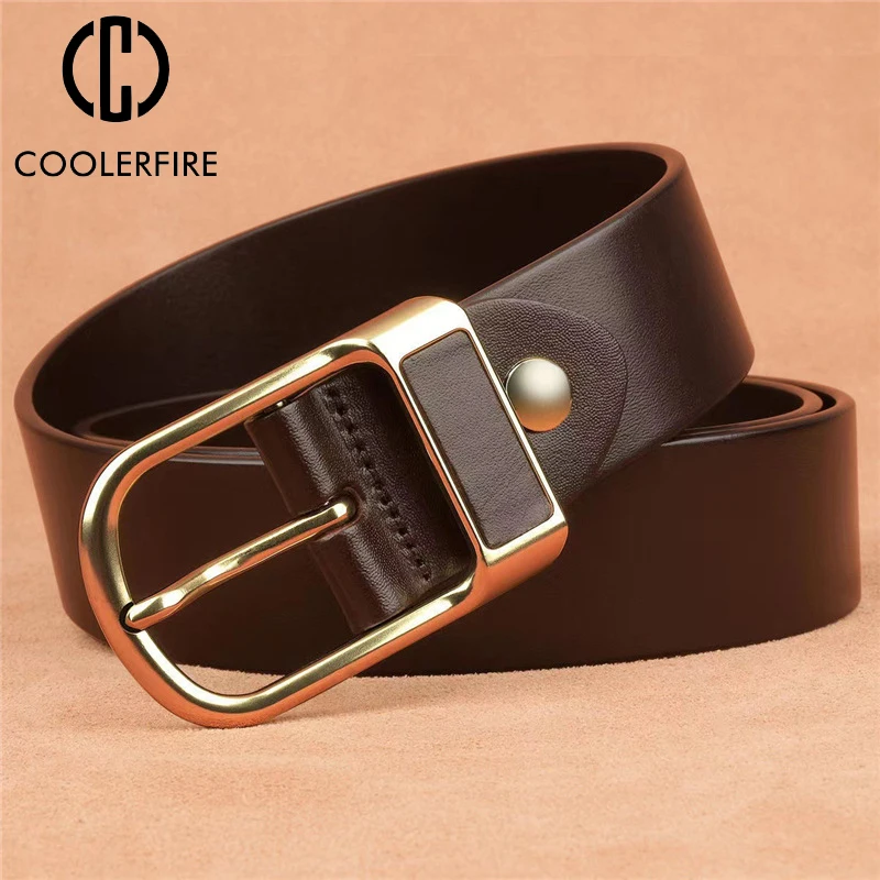 COOLERFIRE Mens Genuine Italian Leather Belt - Dark Brown