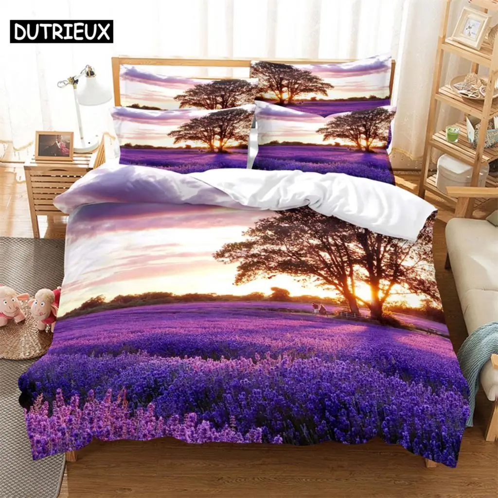 

Lavender Fashion Bedding Set 2/3pcs 3D Digital Printing Duvet Cover Sets 1 Quilt Cover + 1/2 Pillowcases US/EU/AU Size