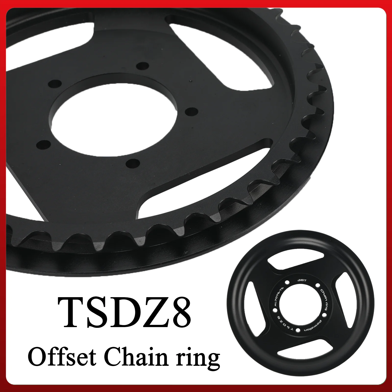Powallon 38/42T Offset Chainring with Integrated Guard for Powallon 38/42T Offset Chainring with Integrated Guard for