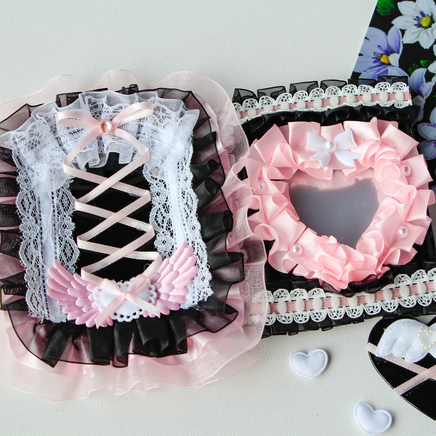 

Альбом Kpop для фотографий, Обложка для розовых и черных фотографий, ручная работа, с вырезами в виде сердца, милый 3-дюймовый дисплей для карт