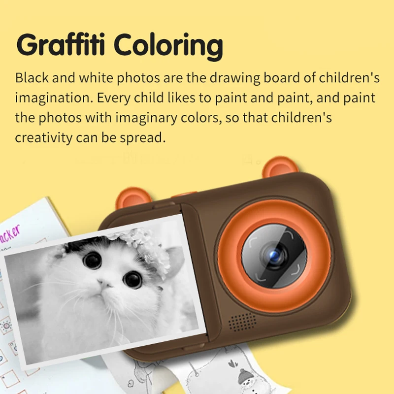 Kids' Camera Set, Instant Print Camera with Printing Function, Print Pictures, Portable Multi-Function Photo Printer Camera