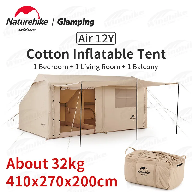 

Naturehike AIR, 12 лет, хлопковая надувная палатка, игровая каюта для 2-4 человек, Семейный Кемпинг, пляж, путешествия, легкая настройка