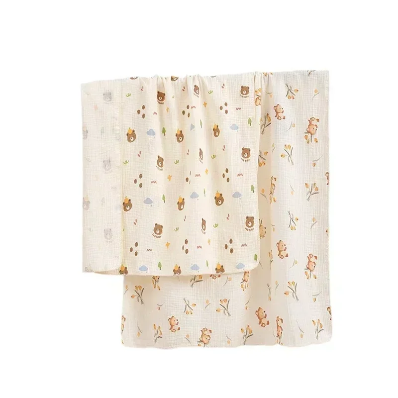 Ins Cartoon Baby Newborn Swaddling Infant Cotton Gauze Bath Towel Animal Flowers Soft Stroller Blanket Muslin Diaper Wrap Cloth