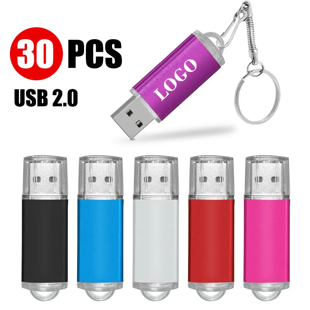 30pcs Metal USB Flash Drive 4GB 8G 32G 16GB 64GB Waterproof Usb 2.0 Pendrive Portable Memory Stick Engrave Gifts