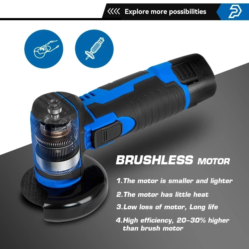 12V/20V/21V Brushless Angle Grinder Polishing Machine Cordless Cutting Electric Grinder Li-ion Battery Power Tools By PROSTORMER 5