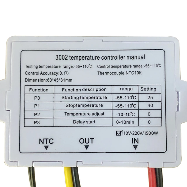 Régulateur de température numérique LED pour réfrigérateur, capteur  thermo-thermorégulateur, compteur de chauffage et de refroidissement,  W3002, 12V, 24V, 110V, 220V - AliExpress