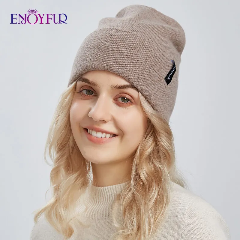 Winter Hats Cashmere Slouch Beanie ENJOYFUR Women Winter Hats