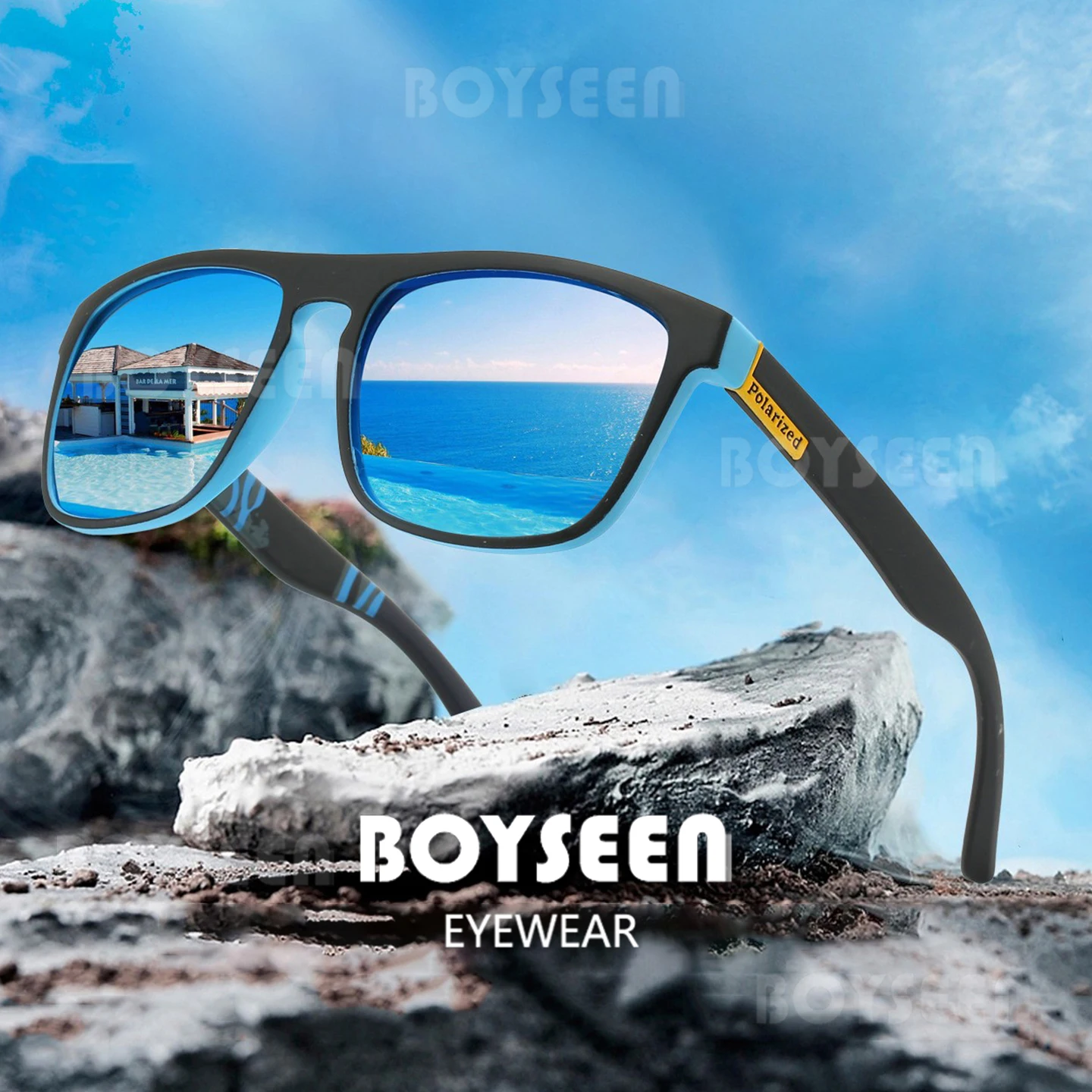 BOYSEEN Männer Polarisierte Stick Sonnenbrille Marke Design Sport Stil Gläser UV400 gafas de sol hombre