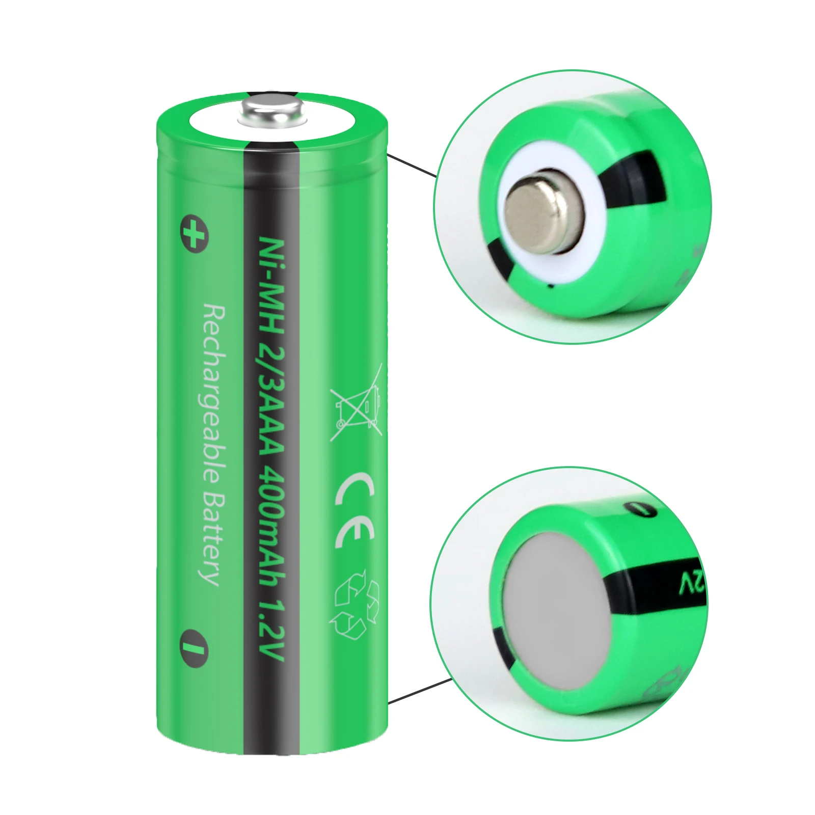 Rechargeable Nickel Metal Hydride Batteries 4/10/20PC PKCELL 1.2V 400mAh 2/3 AAA Button top Solar Garden light Lamp