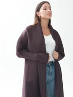 Designer Abaya Miyake Pleated Gradient Turndown Collar Lantern Long Sleeve Jacket 5